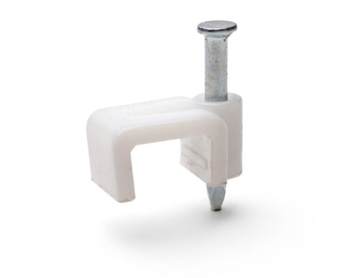 Скоба пластиковая с гвоздем плоская Fortisflex СПП 12 (20шт.)  картинка